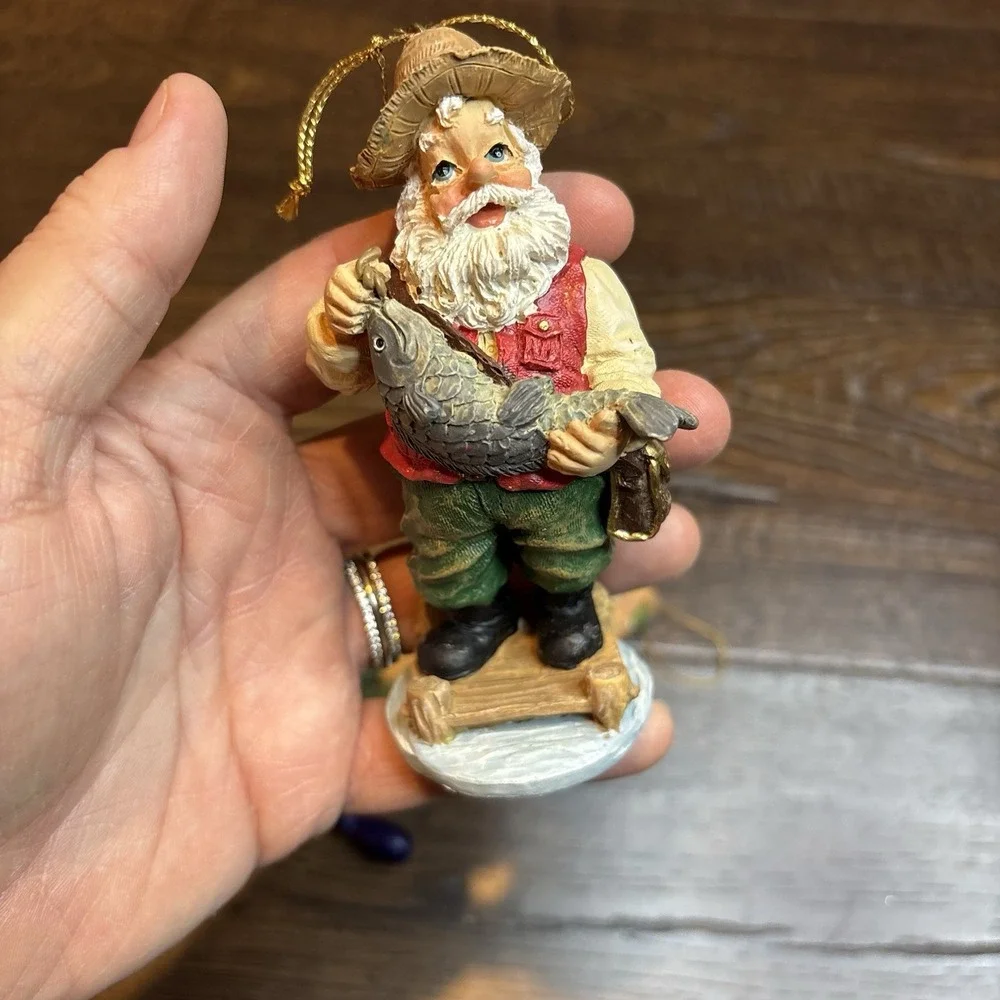 Vintage‎ Fisherman Tree Ornaments  - Fishing Fish Theme Lot Of 3 '96 Christmas